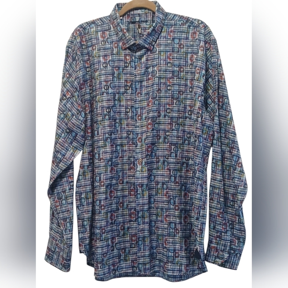 Visconti Black -NWOT Multi Colored Geometric Pattern, Long Sleeve, - Picture 4 of 8